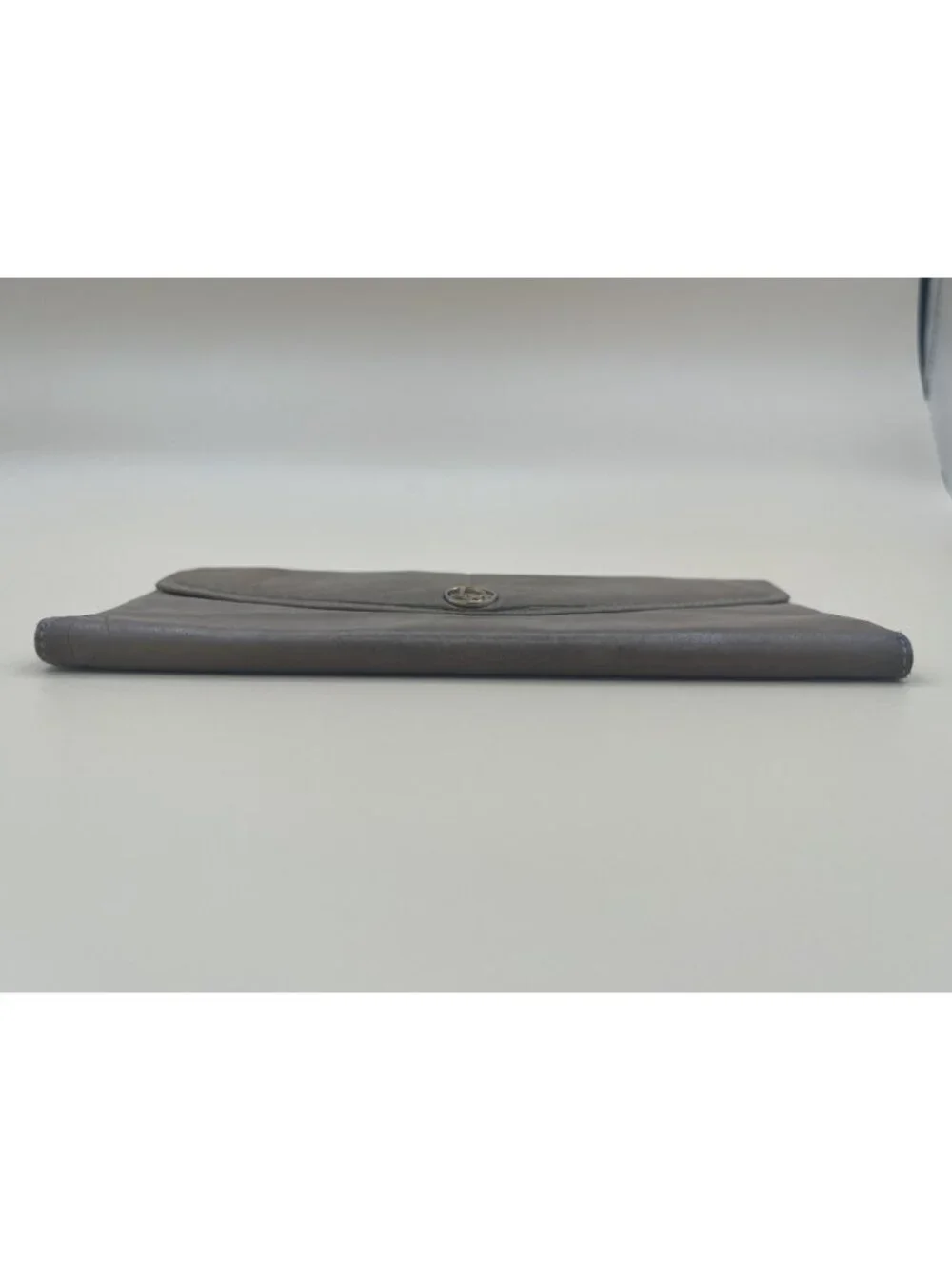 Christian Dior Paris Grey Taupe Leather Long Bifold Wallet CD Charm Silver Hardw
